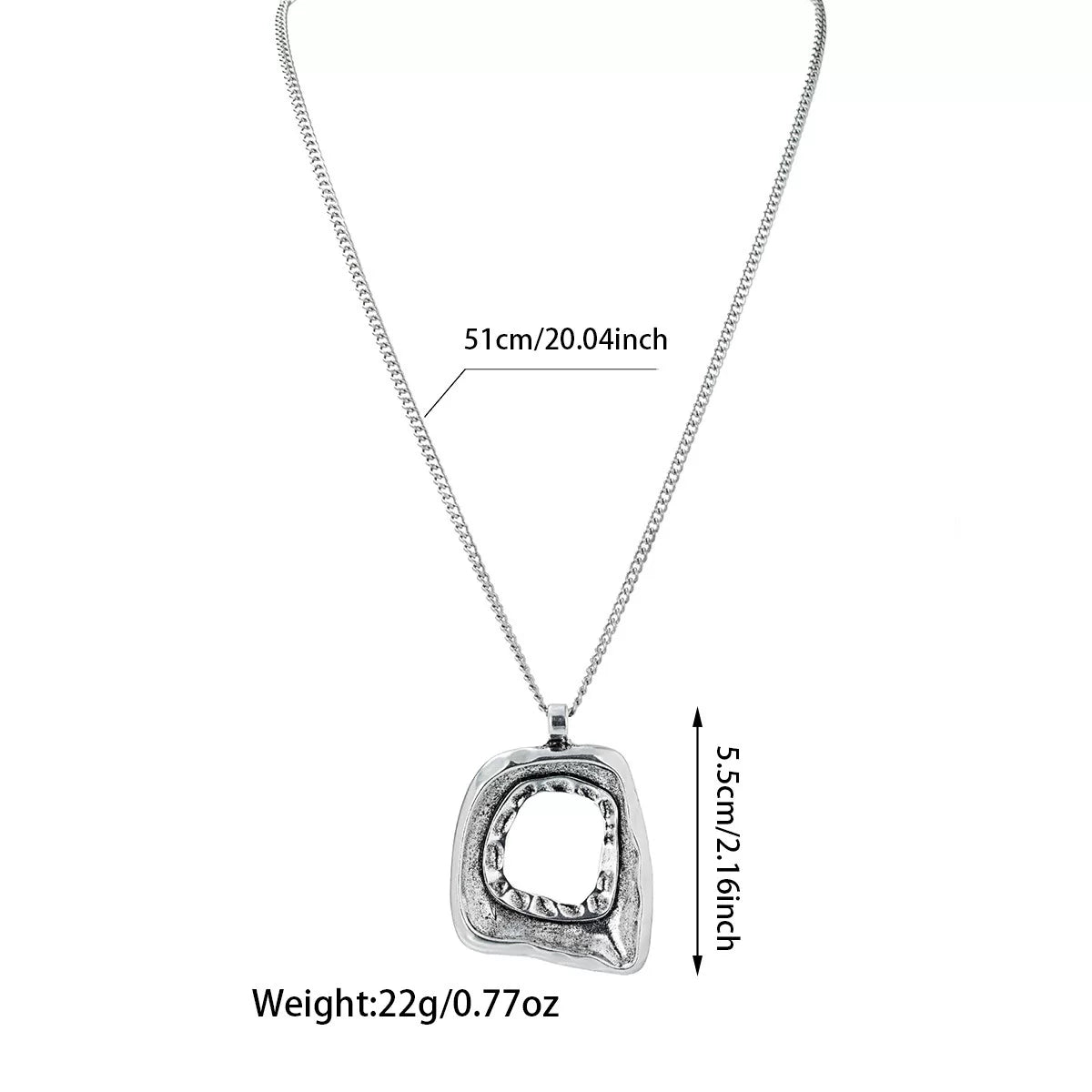 Sculptural Water Drop Quadrilateral CCB Geometric Oversize Pendant Necklace | Alloy | Organic Fluid Dark | Niche Fashion Women