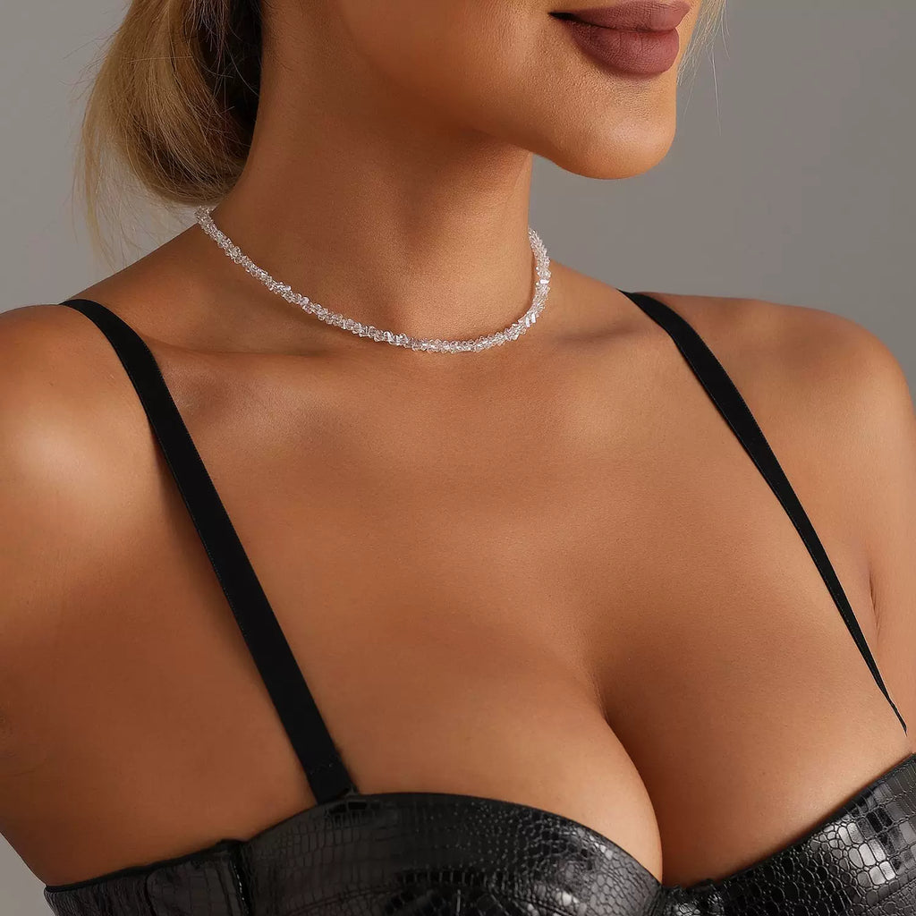 CZ Multi-Faceted Dainty Crystal Pendant Necklace | INS Minimalist Light Luxury | Fashion Collarbone Women