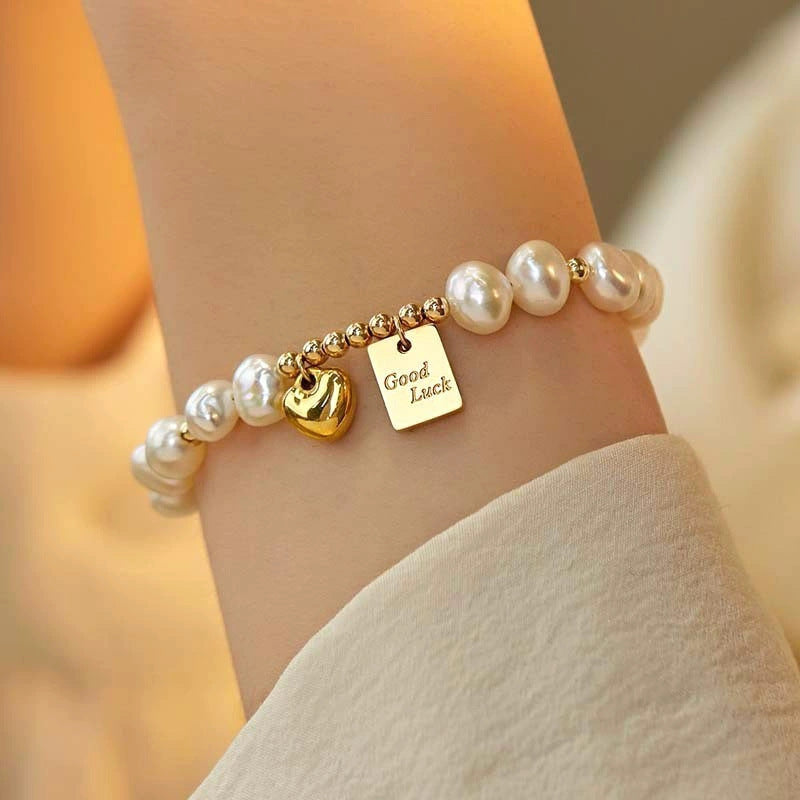 ZAMA DUMA Longrui fashion pearl lucky square brand love bracelet small fresh temperament high sense design jewelry versatile fashion