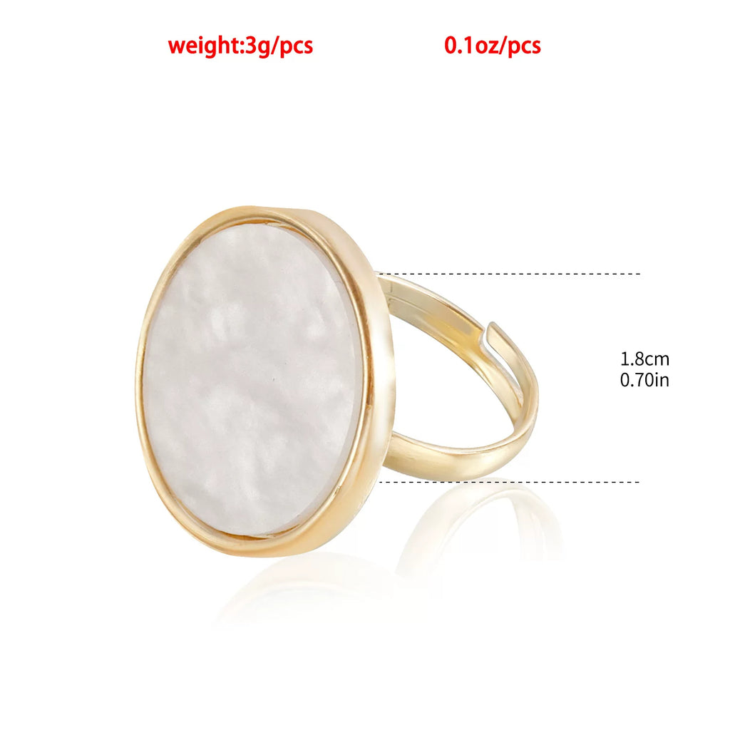 Pearl White Fritillary Open Ring | Gold Plated Alloy | Old Money Niche Light Luxury | Versatile High-End Women