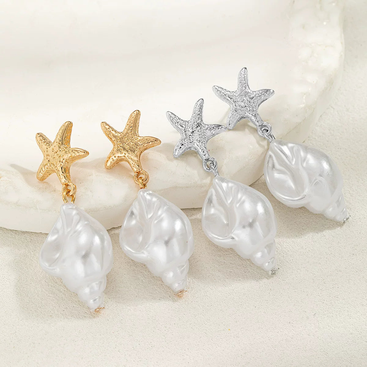Ocean Pearl Starfish Conch Pendant Cold Atmosphere Versatile Jewelry | Alloy | Coastal Holiday Niche | ZAMA DUMA Women