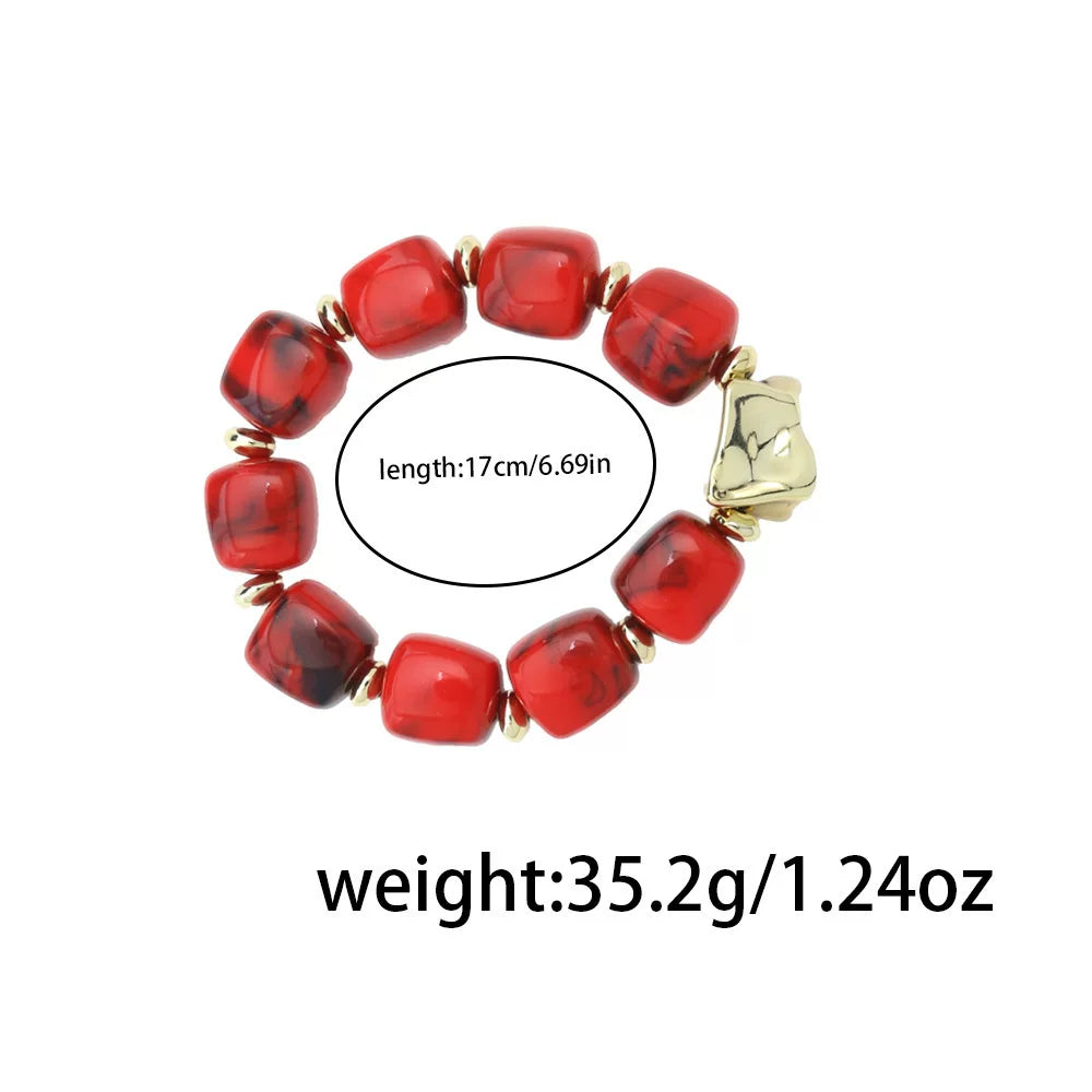 Raw Dopamine Sugar Cube Beaded Bracelet | Sculptural Acrylic | Y2K Maximalist Colorful | Versatile Light Luxury Women