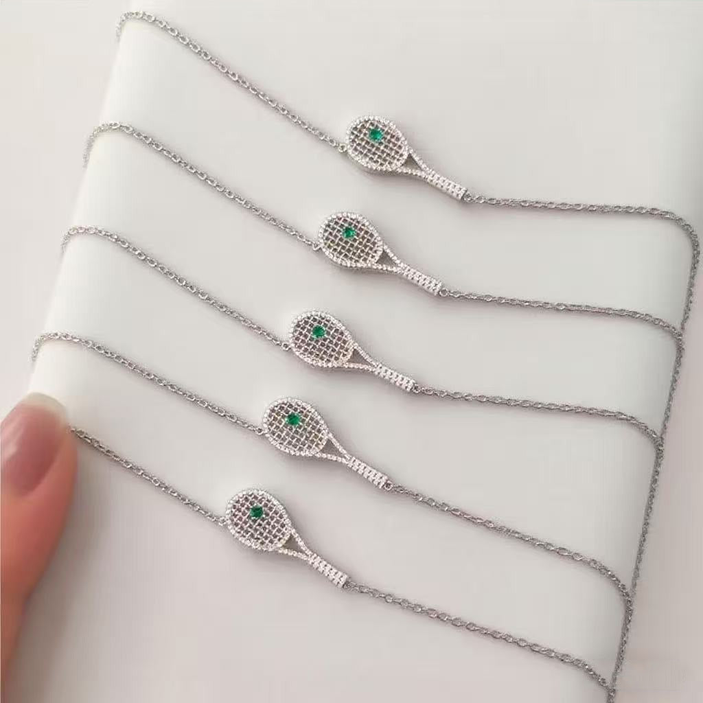 ZAMA DUMA 超闪欧美ins风金银网球卡闪钻高端项链，一件