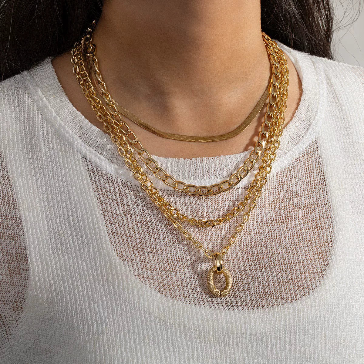 Sculptural Water Drop Quadrilateral CCB Geometric Oversize Pendant Necklace | Alloy | Organic Fluid Dark | Niche Fashion Women