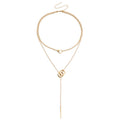 Stackable Double layered long chain Tassel Long Pendant Necklace | Silver Alloy | INS Niche Stacked | Unique Collarbone Chain Women