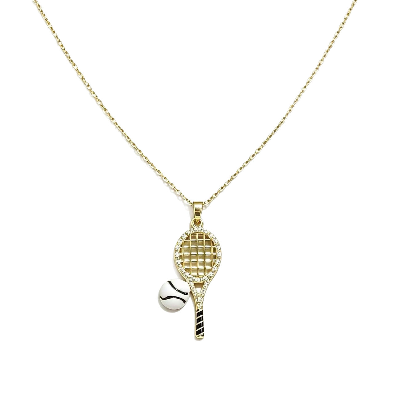 ZAMA DUMA European and American hot-selling tennis racket necklace micro-inlaid zircon sports wind pendant titanium steel anti-fading collarbone chain jewelry