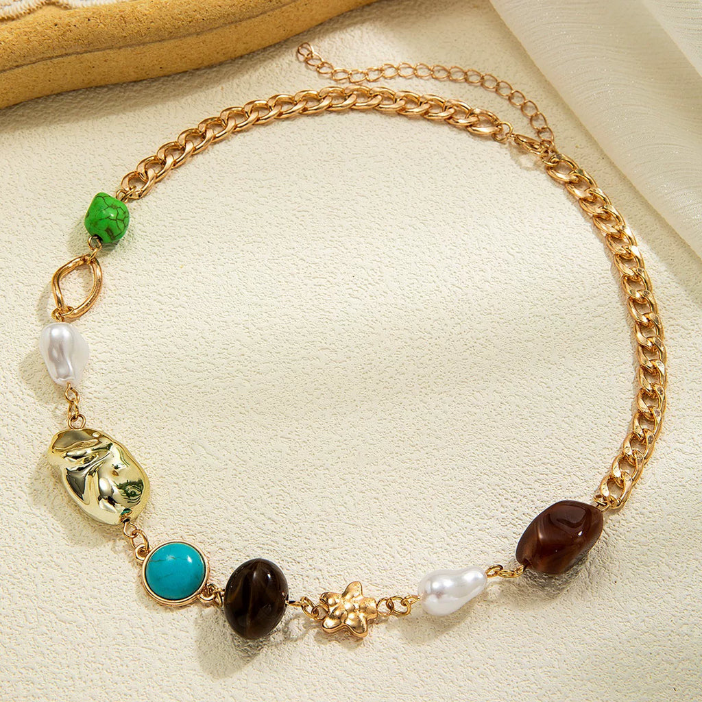 Raw Dopamine Colored Acrylic CCB Beaded Retro Necklace | Special-shaped | Y2K Maximalist Niche | Fashion Jewelry Women
