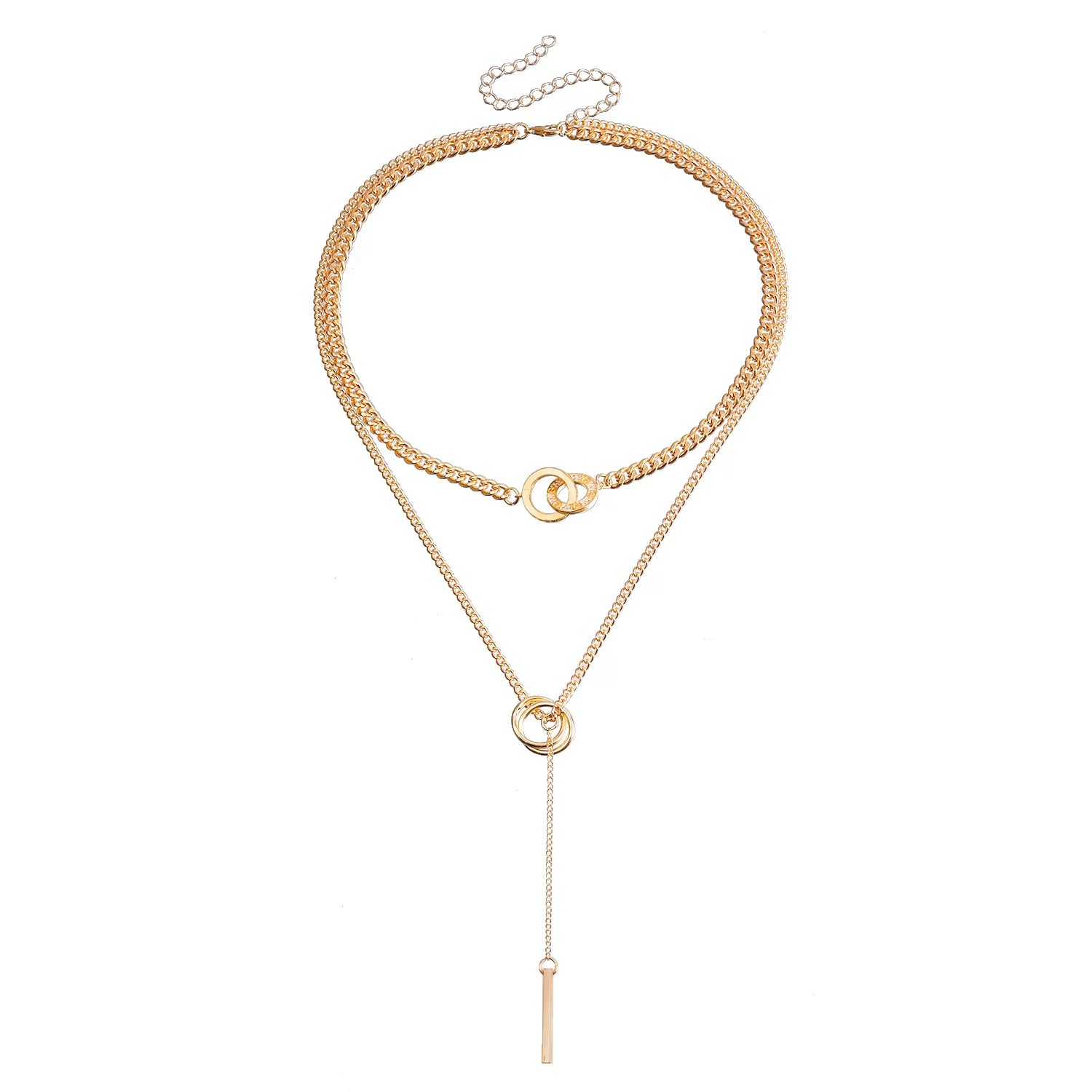 Stackable Double layered long chain Tassel Long Pendant Necklace | Silver Alloy | INS Niche Stacked | Unique Collarbone Chain Women