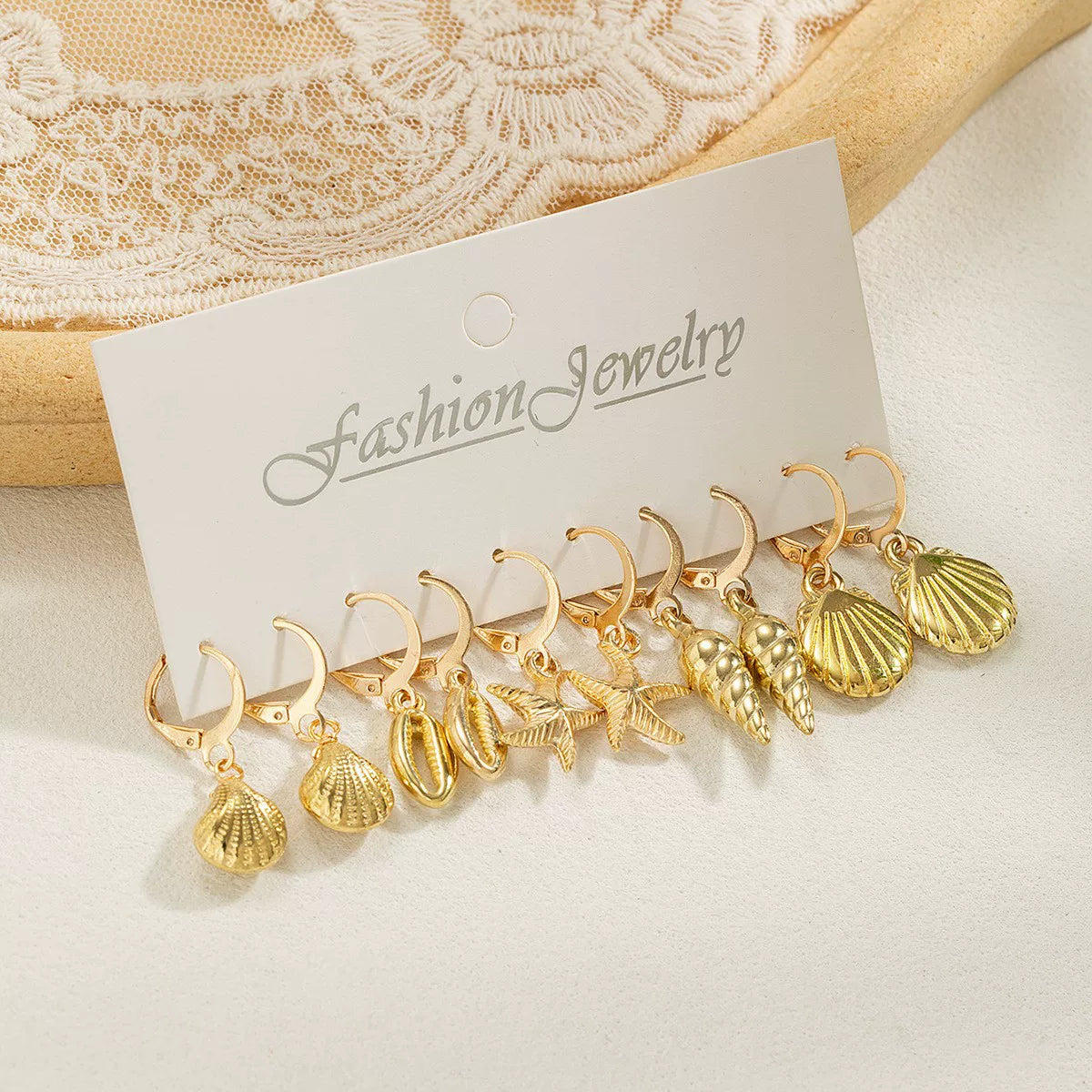 Ocean Starfish Shell Scallop Pearl Earrings Pendant Multi-piece Set | Alloy | Coastal Beach Vacation | Holiday Fashion Women