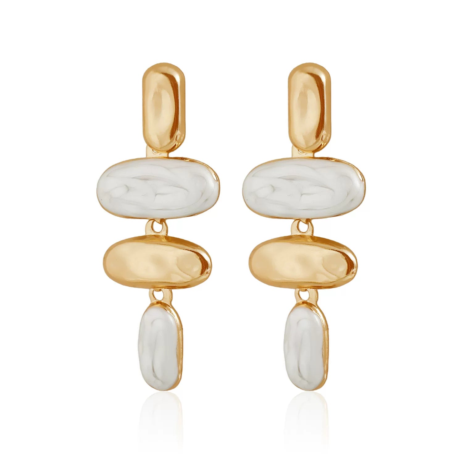 French sculptural irregular geometric color matching metal silver needle long earrings retro eye-catching multi-elements earrings daily wear light luxury