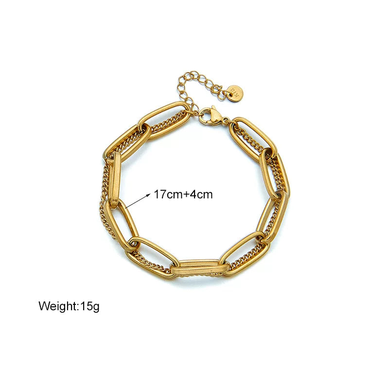 Titanium Steel Double Layer Stacked Chain Bracelet | Minimalist Modern | Old Money Retro Commuter style | Atmospheric Women