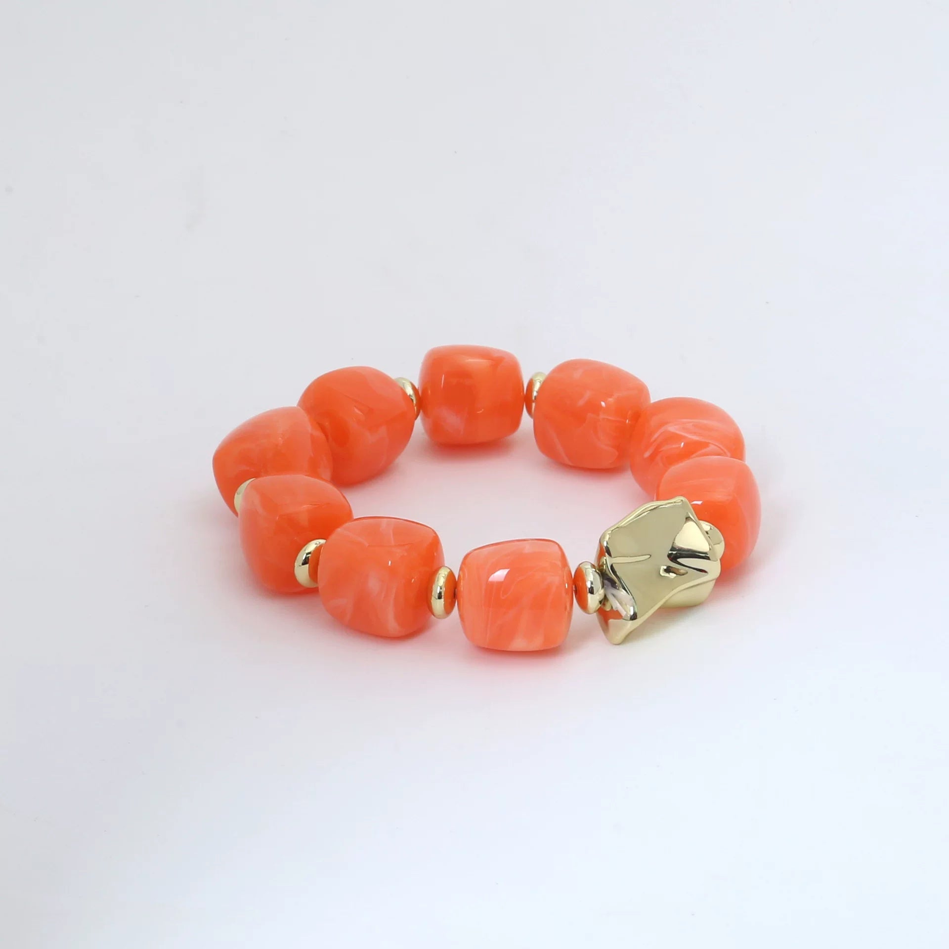 Raw Dopamine Sugar Cube Beaded Bracelet | Sculptural Acrylic | Y2K Maximalist Colorful | Versatile Light Luxury Women