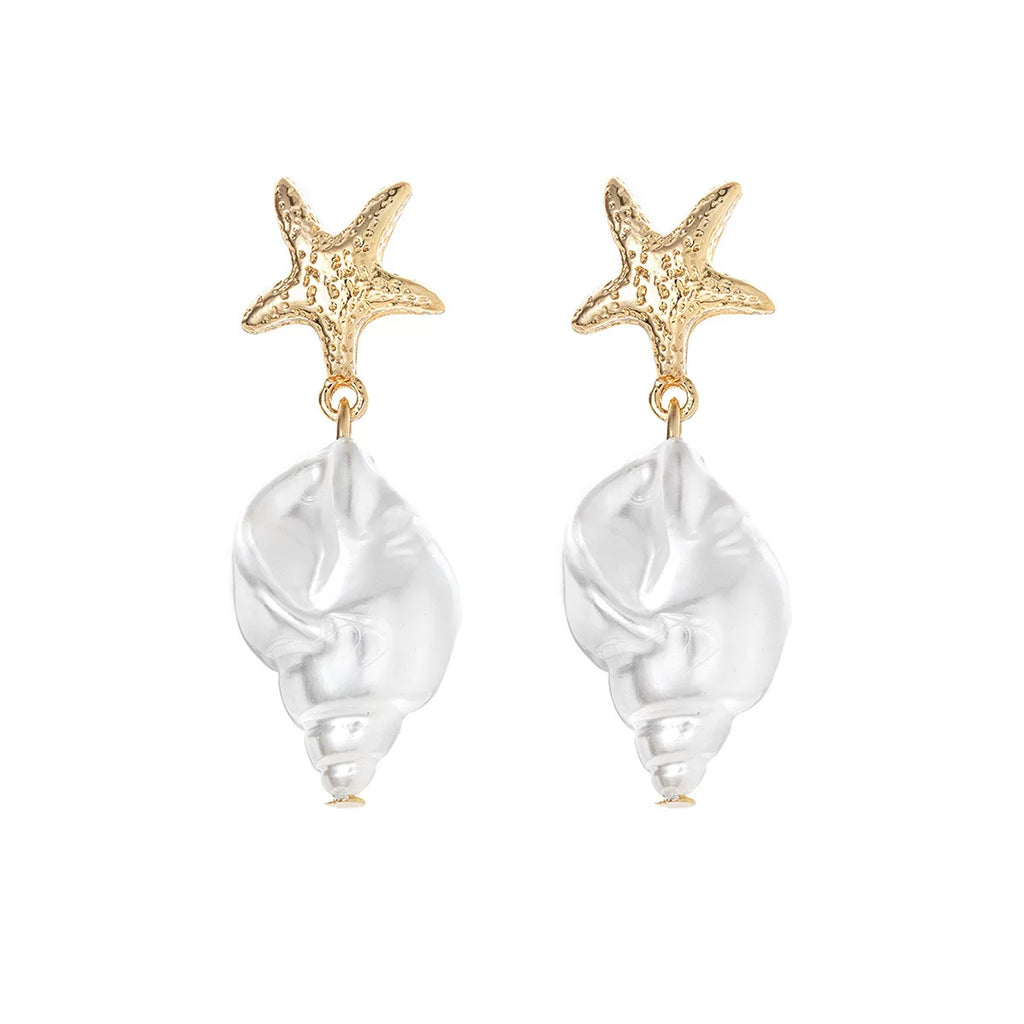 Ocean Pearl Starfish Conch Pendant Cold Atmosphere Versatile Jewelry | Alloy | Coastal Holiday Niche | ZAMA DUMA Women
