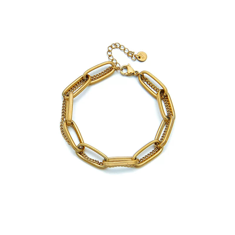 Titanium Steel Double Layer Stacked Chain Bracelet | Minimalist Modern | Old Money Retro Commuter style | Atmospheric Women