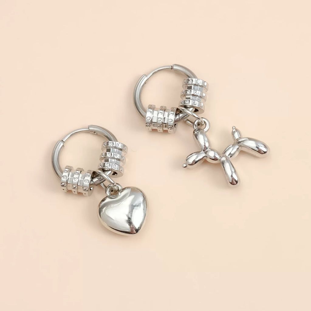 Love Bear Ear Buckle Stud Earrings | Alloy Silver Needle | Punk Y2K ｜Sweet Cool Babe Niche | Sexy Design  Senior Women