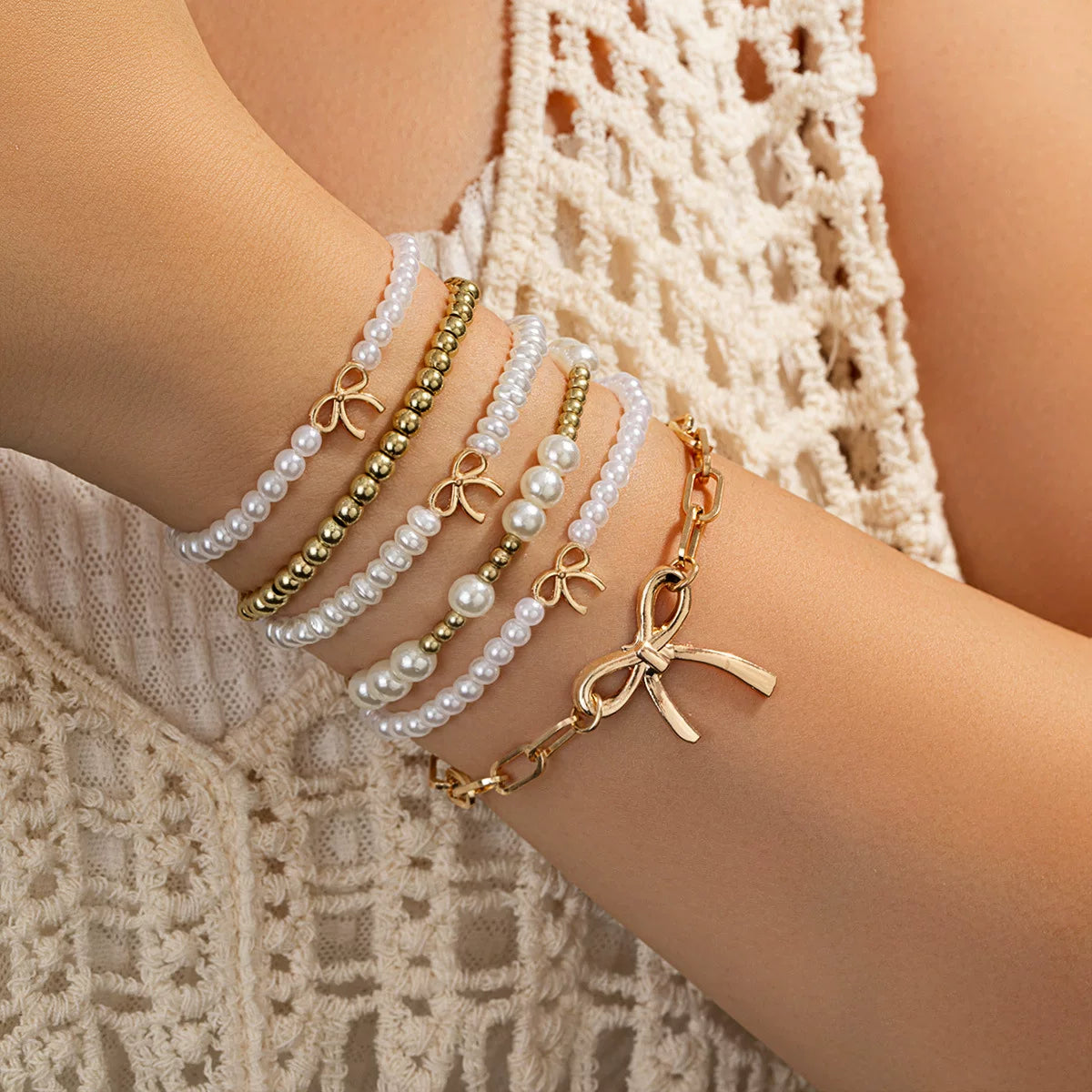 Pearl Glossy Bow Series Cold Style Jewelry Set | KC Gold Multi-material | Old Money Exquisite Niche | Light Luxury gift for her