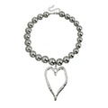 large oversized Metal Beads Alloy Big Love Pendant Necklace Silver Metal cool tone sculptural Versatile Daily bold statement jewelry
