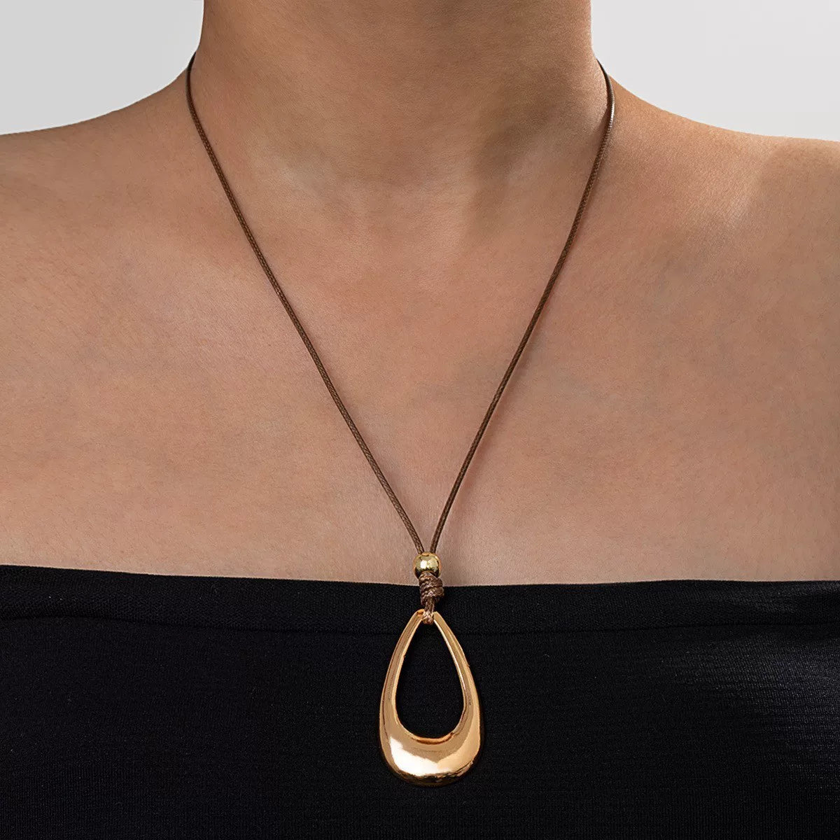 Sculptural Water Drop Quadrilateral CCB Geometric Oversize Pendant Necklace | Alloy | Organic Fluid Dark | Niche Fashion Women