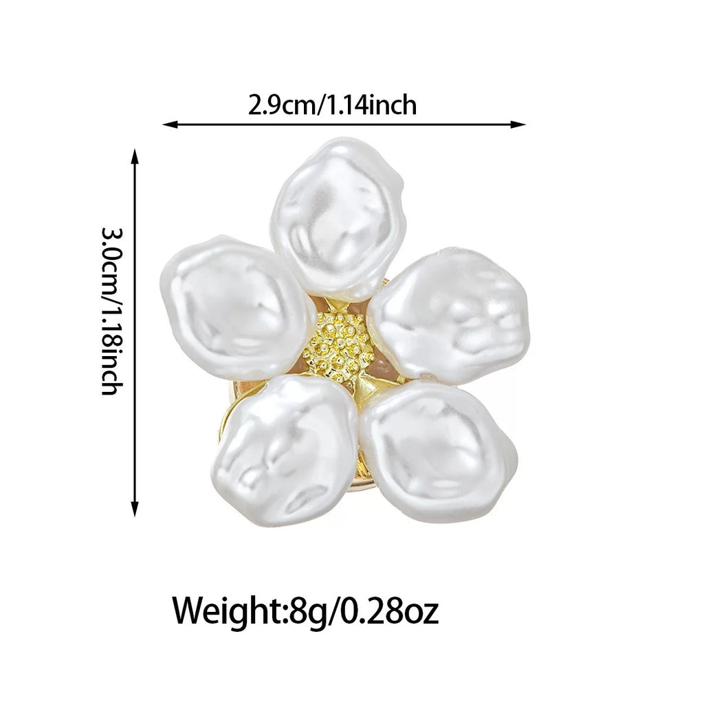 Pearl Flower Button Cufflink Collar Pin | Alloy ABS | Niche Unisex Preppy | Versatile Fashion Accessory