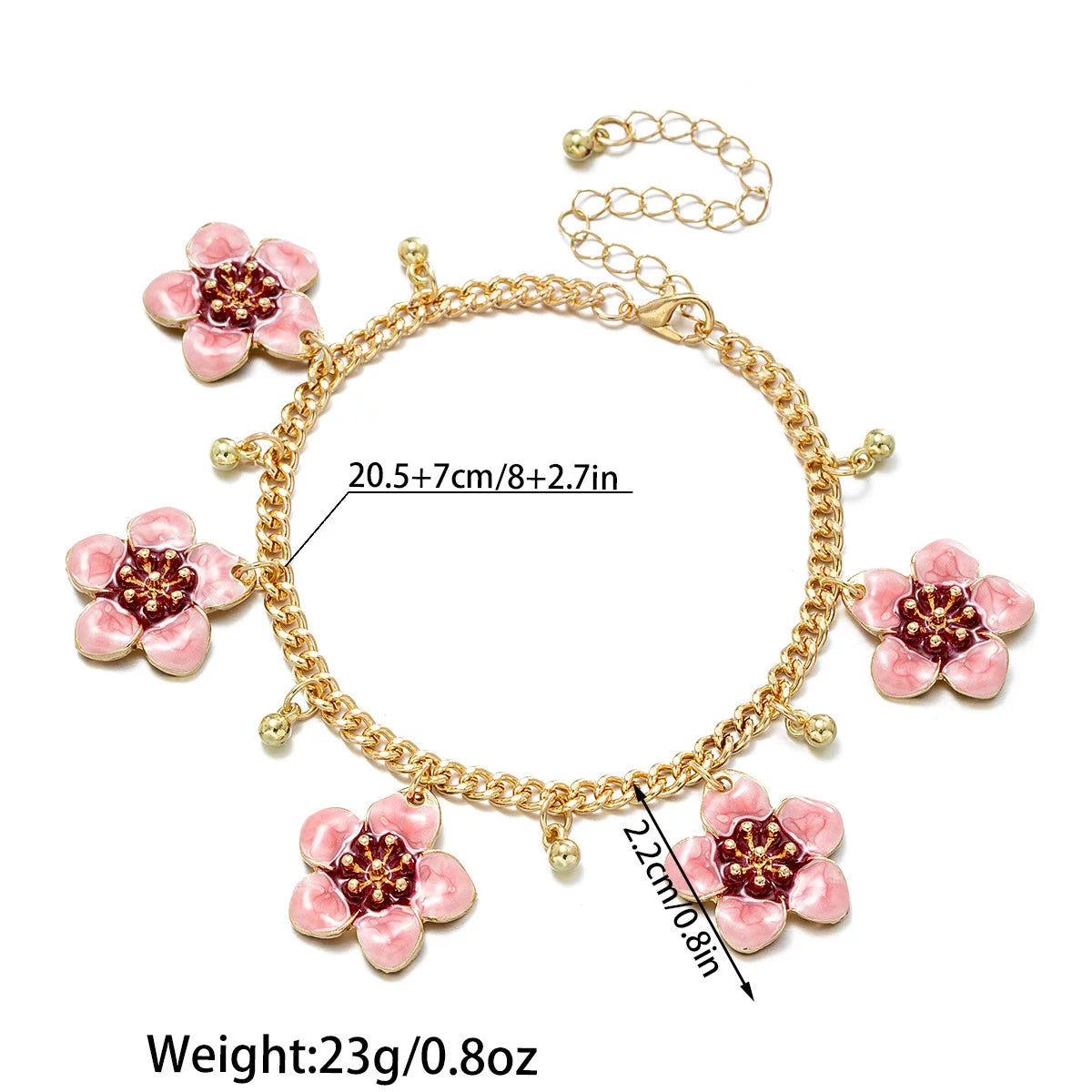 Floral 3D Flower Spray Paint OT Chain Anklet Bracelet | Alloy | Exaggerated Seaside Vacation | Holiday Fashion Women