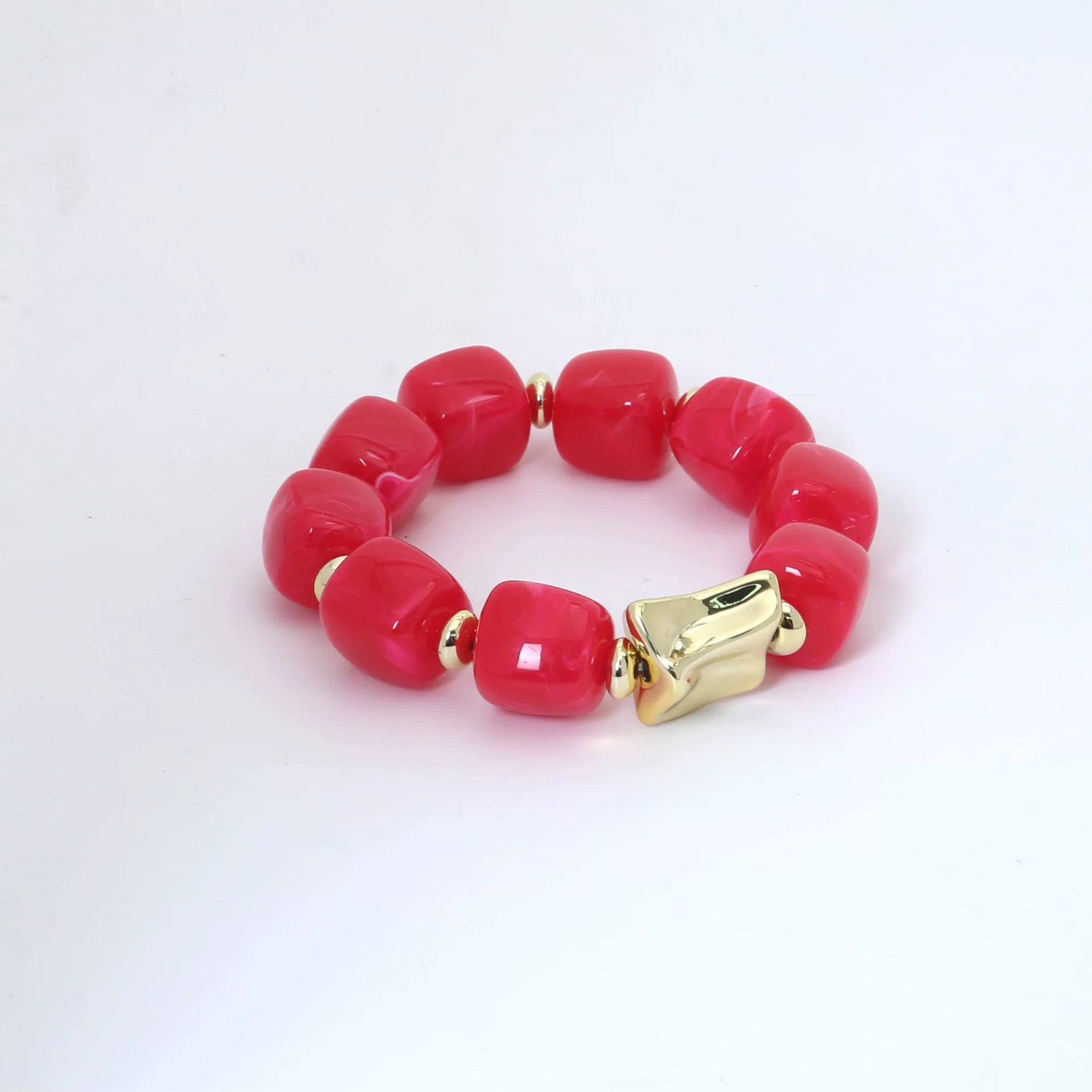 Raw Dopamine Sugar Cube Beaded Bracelet | Sculptural Acrylic | Y2K Maximalist Colorful | Versatile Light Luxury Women
