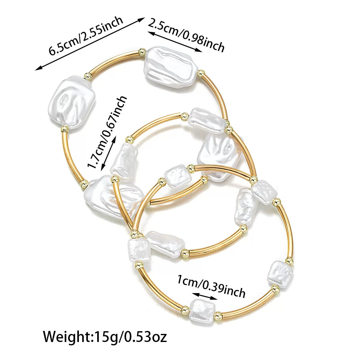 Mixed Elements Pearl Special-shaped ABS Elastic Stacked Bracelet Stackable Set | Light Luxury Multi-material | Old Money Elegant | Women