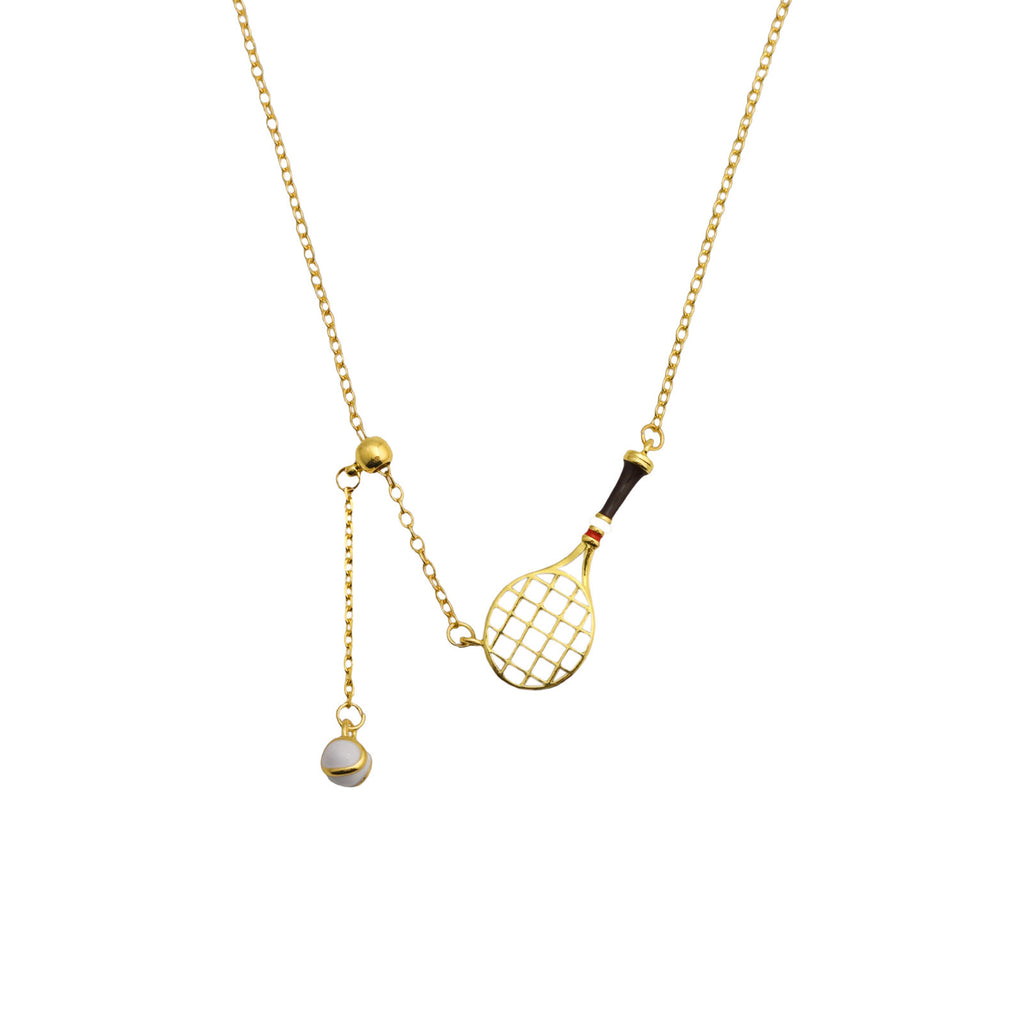 ZAMA DUMA Personality Sweet Cool Light Luxury Sports ins Badminton Racket Ladies Necklace Niche Daily Versatile Clavicle Chain Premium Sense