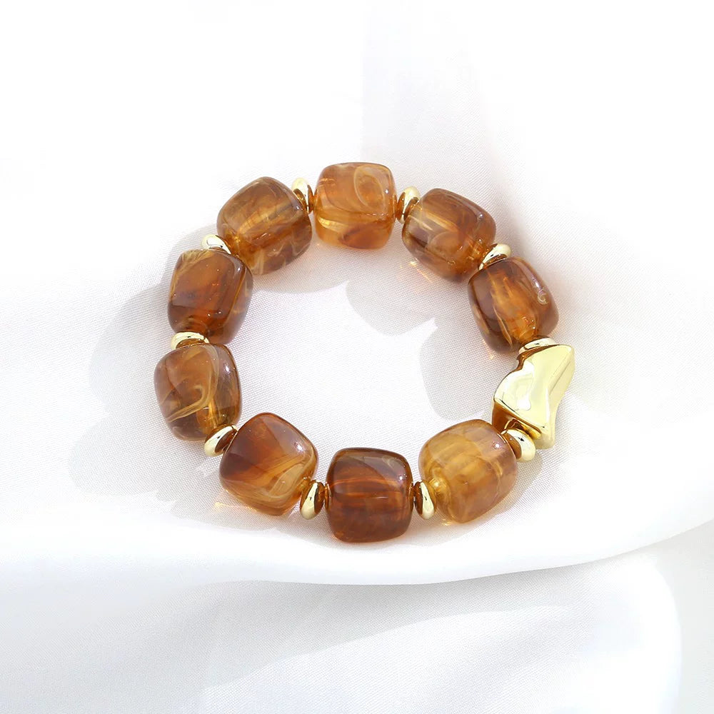 Raw Dopamine Sugar Cube Beaded Bracelet | Sculptural Acrylic | Y2K Maximalist Colorful | Versatile Light Luxury Women
