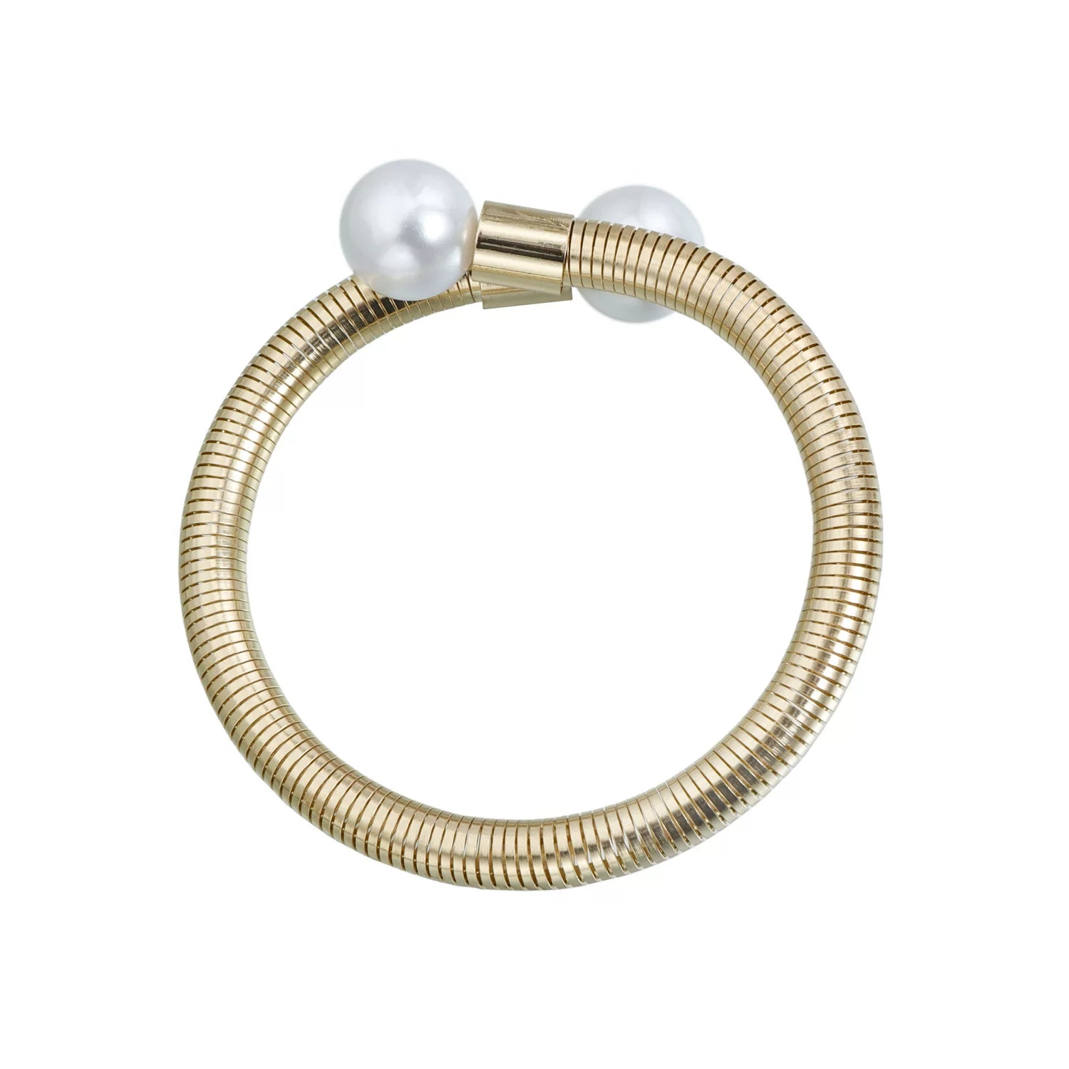 Retro snake bone chain pearl collar bracelet exaggerated double bead design metal splicing elegant high-end minimalist light luxury