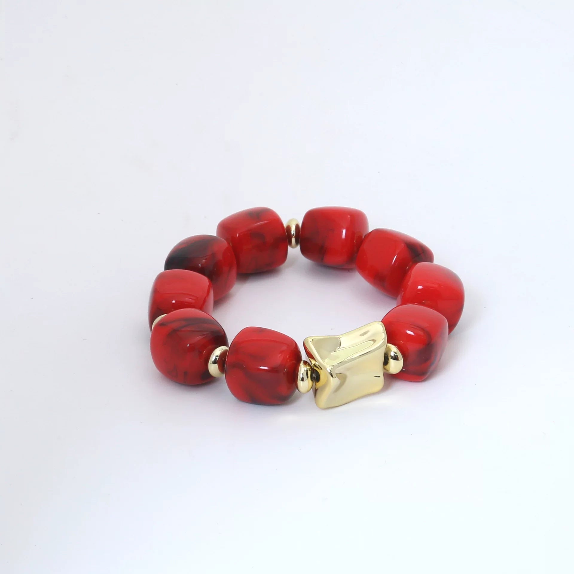 Raw Dopamine Sugar Cube Beaded Bracelet | Sculptural Acrylic | Y2K Maximalist Colorful | Versatile Light Luxury Women