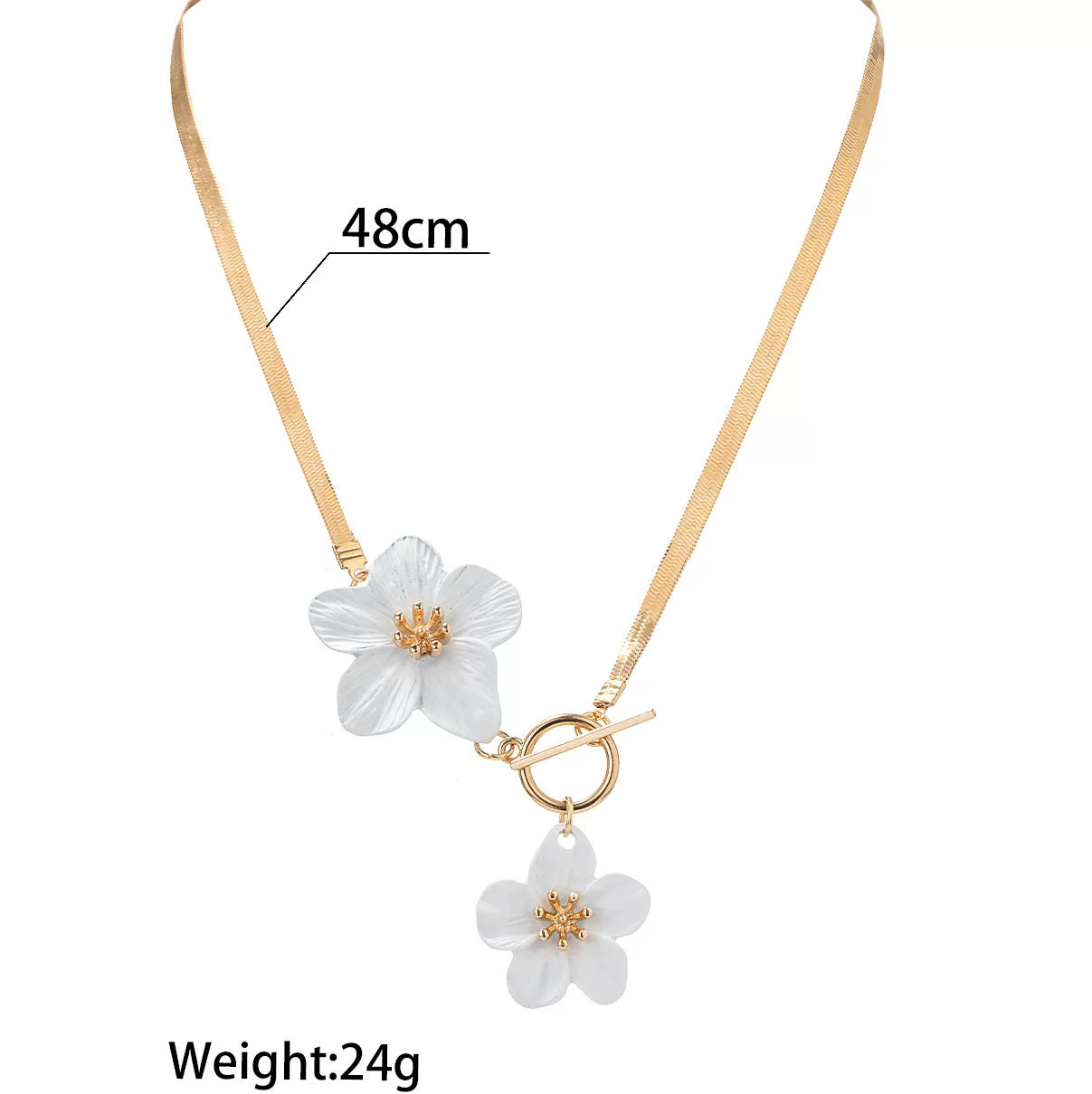 Floral 3D Spray Paint OT Buckle Chain Necklace | Alloy | Exaggerated Niche Maximalist | Collarbone Chain Fashion Women