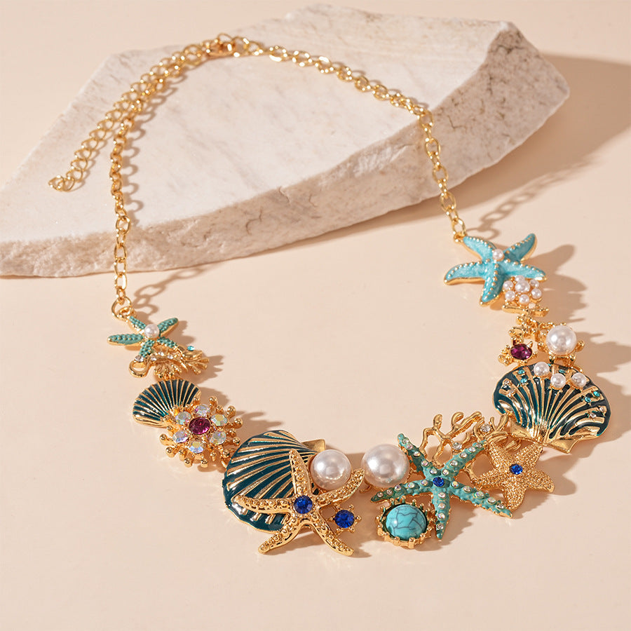 ZAMA DUMA holiday style starfish ocean series bracelet necklace personality Internet celebrity niche temperament high-end sense necklace women