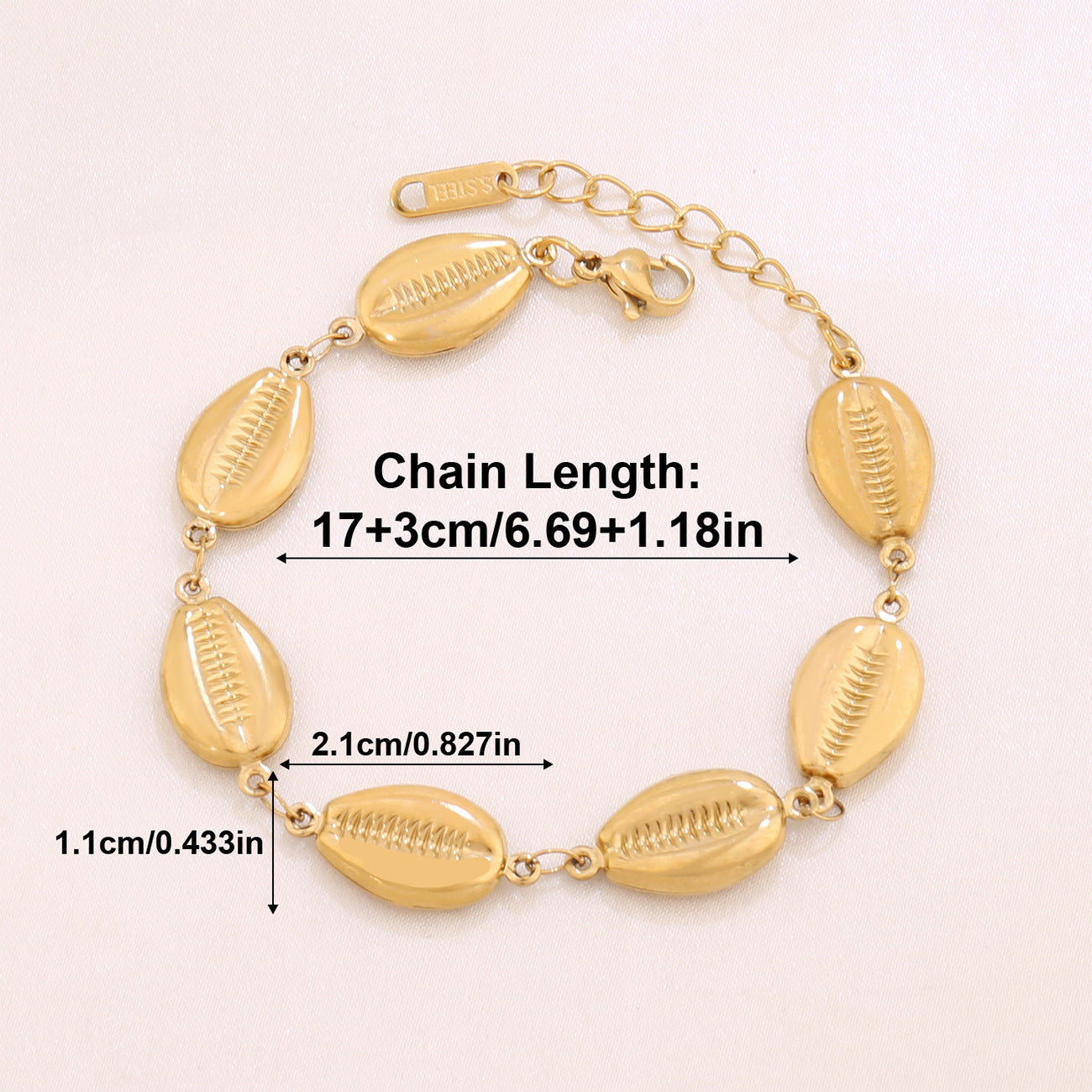 ZAMA DUMA summer beach ocean stainless steel hollow conch shell bracelet women's 18K gold-plated jewelry