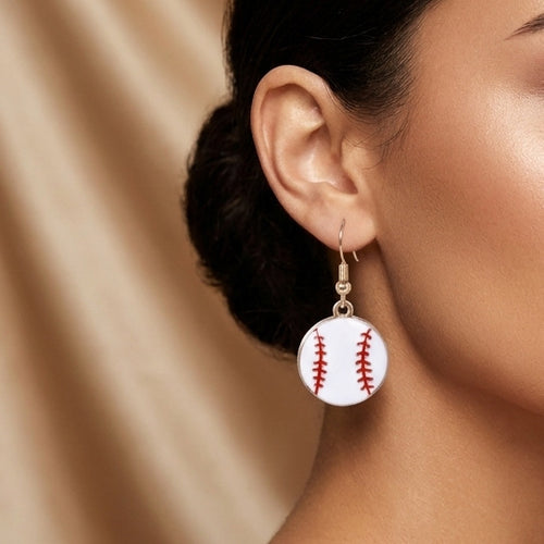 Baseball Bow Tassel Drop Earrings | Beaded Zircon | Y2K Sporty Preppy | Creative Trend Fashion Women