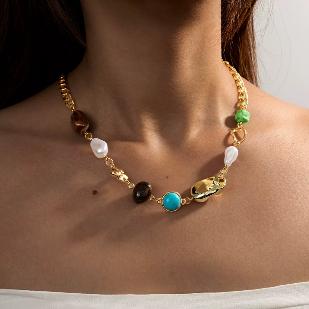 Raw Dopamine Colored Acrylic CCB Beaded Retro Necklace | Special-shaped | Y2K Maximalist Niche | Fashion Jewelry Women