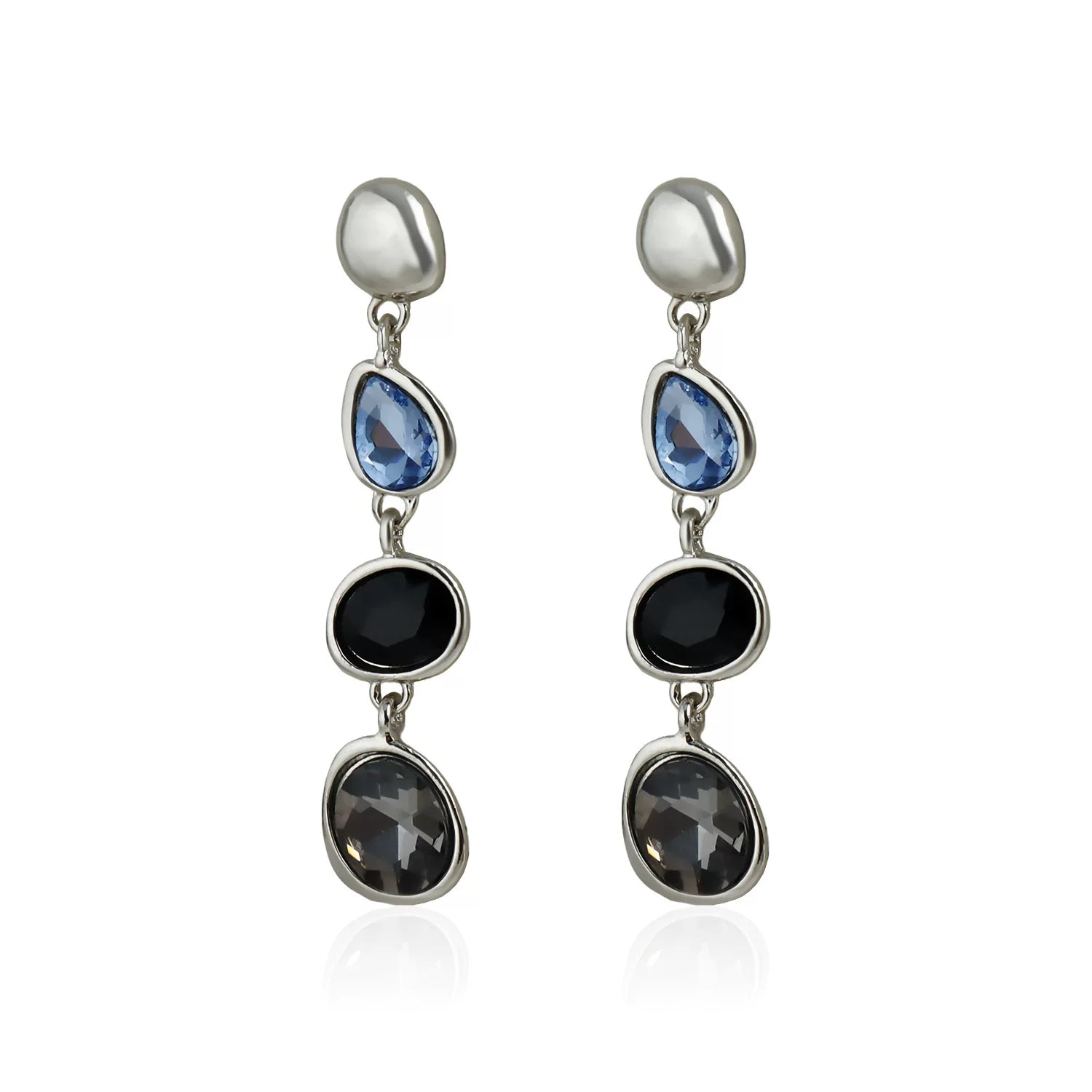 Sculpture style geometric multi panel irregular water drop earrings colored  gemstone minimalist light luxury versatile earrings effortless chic everyday style