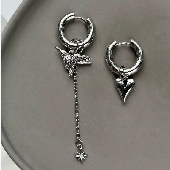 Love Bear Ear Buckle Stud Earrings | Alloy Silver Needle | Punk Y2K ｜Sweet Cool Babe Niche | Sexy Design  Senior Women