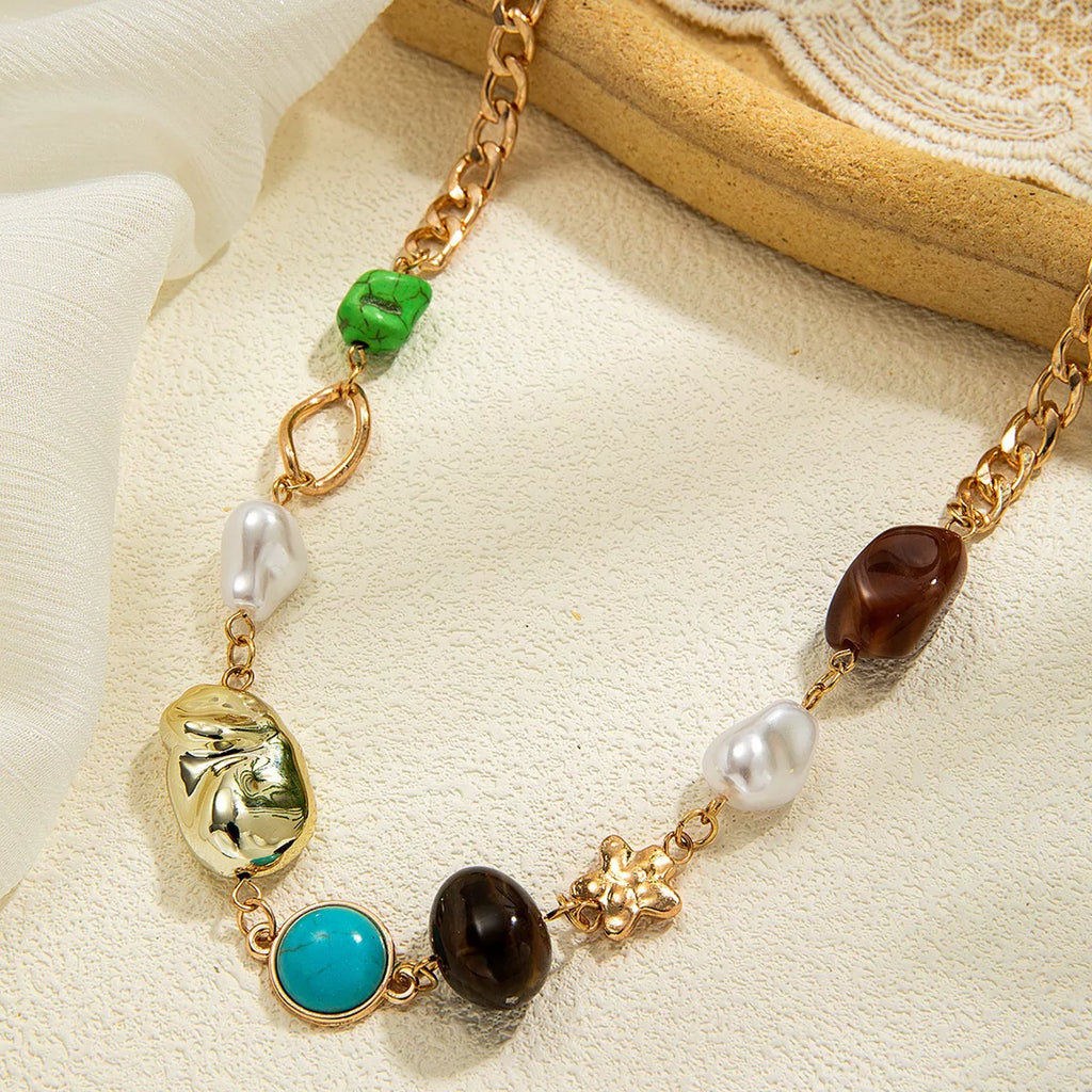 Raw Dopamine Colored Acrylic CCB Beaded Retro Necklace | Special-shaped | Y2K Maximalist Niche | Fashion Jewelry Women