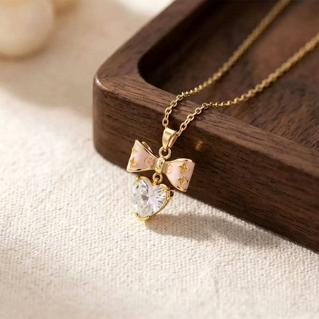 ZAMA DUMA light luxury presbyopia titanium steel necklace color drop glaze popcorn shape three-dimensional inlay advanced wholesale